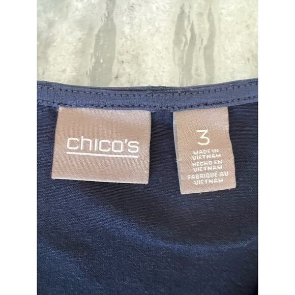 Chico's Top Shirt Women's Size 3 US 16 Blue Gray V neck Asymmetrical Knit - Picture 4 of 8